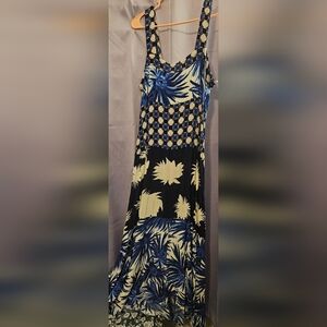 1. State Blue and Cream Floral Maxi Dress